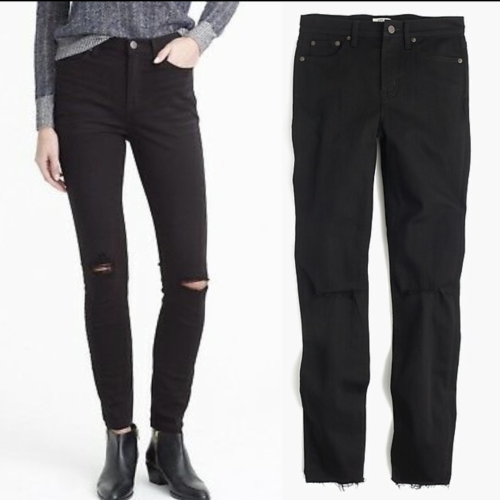 J. Crew Lookout High Rise Black Distressed Jeans